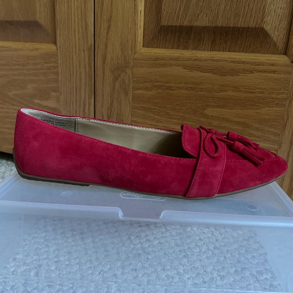 TALBOTS - Francesca Suede Driving Flats -- Red Pop -- NEW, no Box - Picture 7 of 11